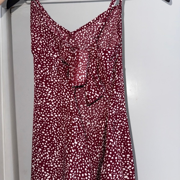 Shein Elegant Burgundy Polka Dot Flowy Dress - Picture 3 of 6
